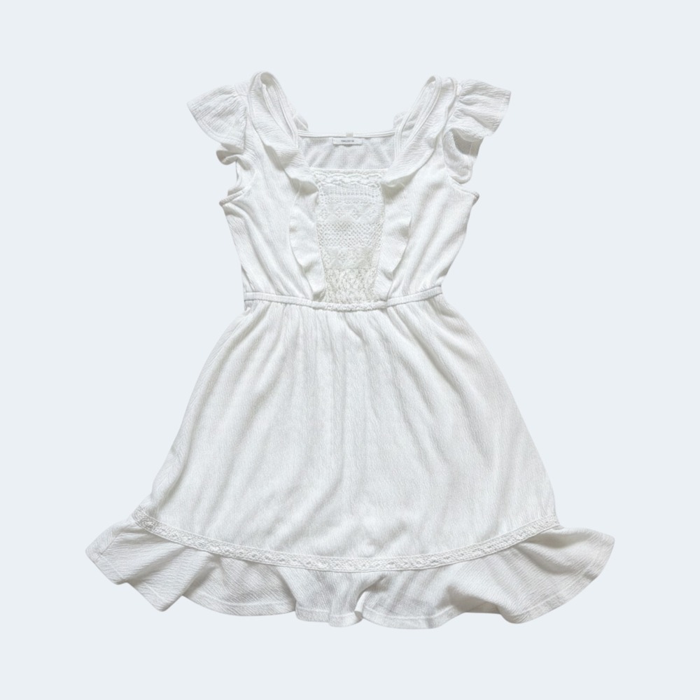 Maurices White Lace Ruffle Boho Mini Dress XS Cottagecore